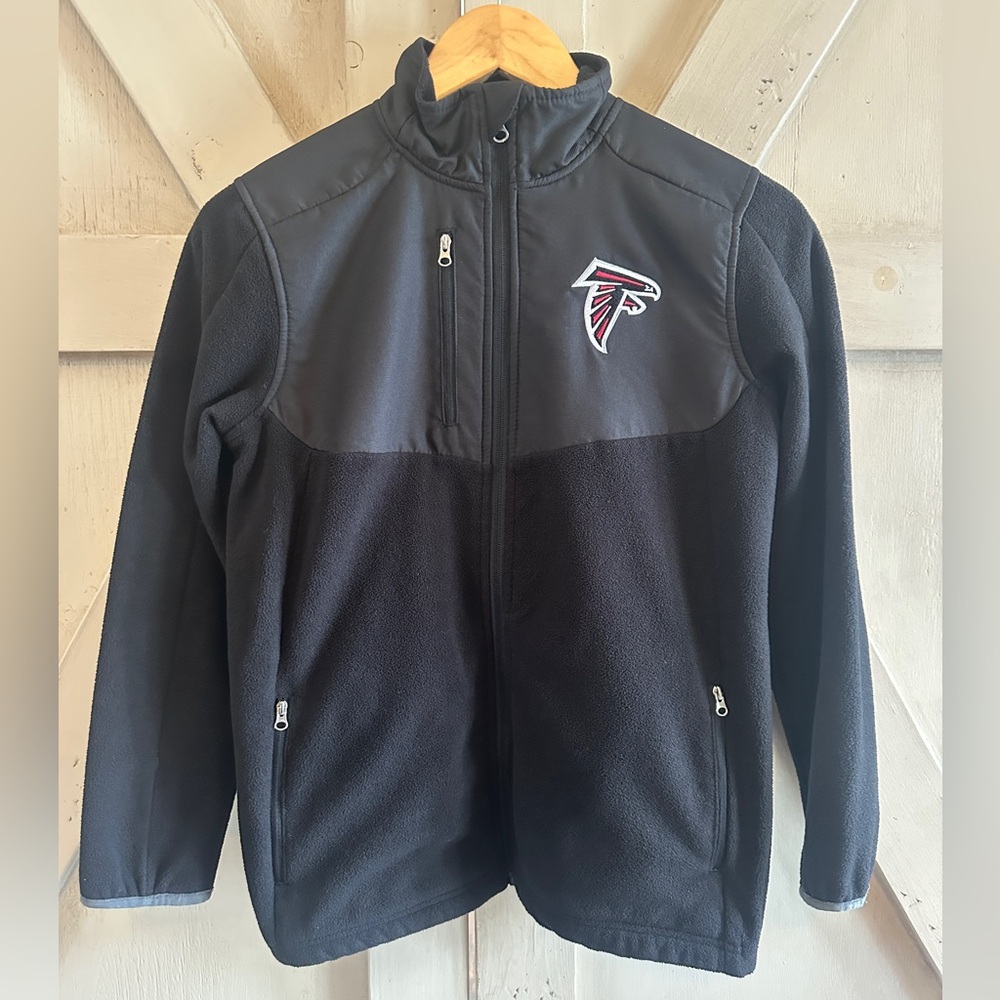 NFL Team Apparel Atlanta Falcons Youth M 10/12 Black Fleece Full Zip Jacket